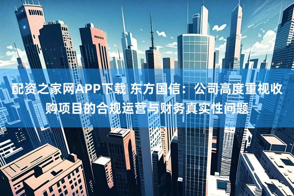 配资之家网APP下载 东方国信：公司高度重视收购项目的合规运营与财务真实性问题